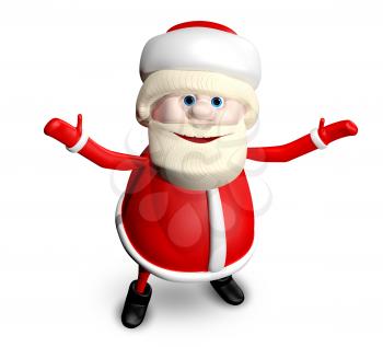 3D Illustration Jolly Santa Claus on a White Background