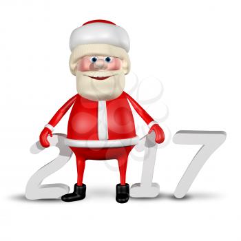 3D Illustration Jolly Santa Claus on a White Background