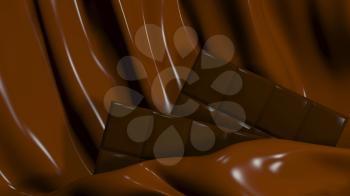 3D Illustration Abstract Chocolate Background with Glare