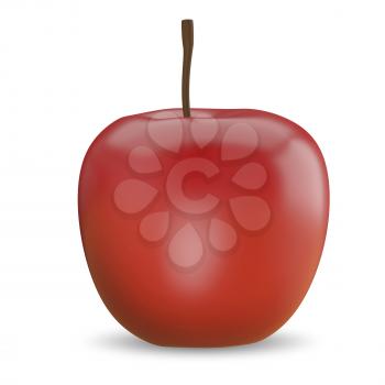 3D Illustration of a Red Apple on a White Background