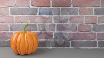 3d Illustration of the Great Pumpkin on the Background of the Brick Wall