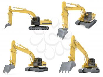 Royalty Free Clipart Image of Construction Vehicles