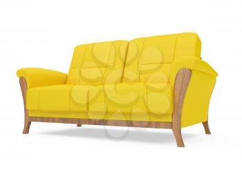 Royalty Free Clipart Image of a Yellow Couch