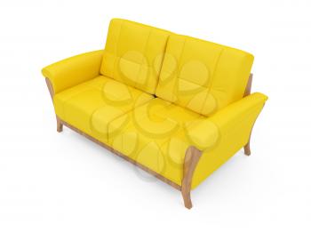 Royalty Free Clipart Image of a Yellow Couch