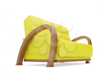 Royalty Free Clipart Image of a Yellow Couch