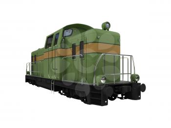 Royalty Free Clipart Image of a Green Diesel Train