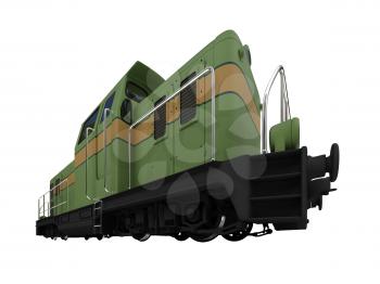 Royalty Free Clipart Image of a Green Diesel Train