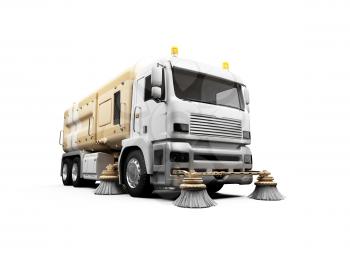 Royalty Free Clipart Image of a Sweeper Truck