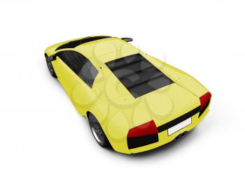 Royalty Free Clipart Image of a Yellow Ferrari