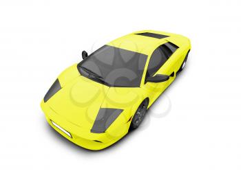 Royalty Free Clipart Image of a Yellow Ferrari