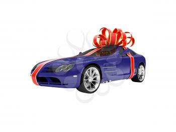 Royalty Free Clipart Image of a Car in a Bow