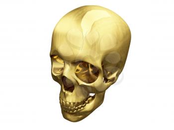 Royalty Free Clipart Image of a Gold Skull