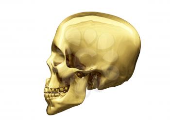 Royalty Free Clipart Image of a Gold Skull