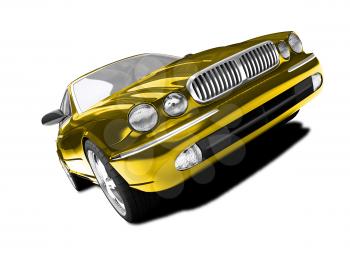 Royalty Free Clipart Image of a Gold Jaguar