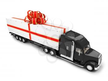 Royalty Free Clipart Image of a Transport Truck in a Bow