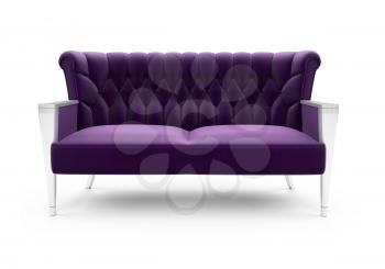 Royalty Free Clipart Image of a Purple Sofa