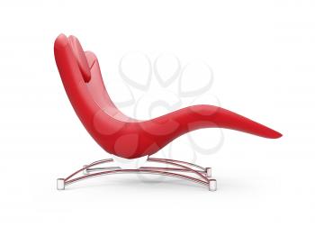 Royalty Free Clipart Image of a Red Chaise Lounge