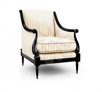 Royalty Free Clipart Image of a Striped Armchair