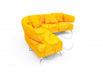 Royalty Free Clipart Image of a Yellow Couch