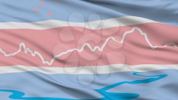 El Chalten City Flag, Country Argentina, Closeup View, 3D Rendering