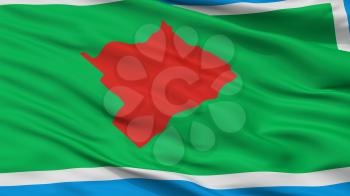 Las Flores City Flag, Country Argentina, Closeup View, 3D Rendering