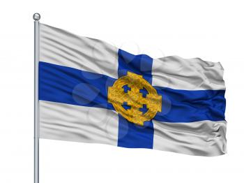 Church In Wales Isolated Flag on Flagstaff, White Background, 3D Rendering