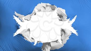Antarctica flag with a big hole, white background, 3d rendering