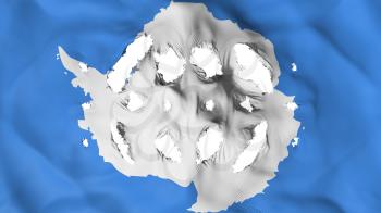 Antarctica flag with a small holes, white background, 3d rendering