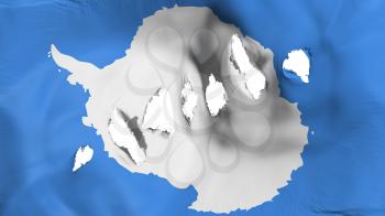 Antarctica flag perforated, bullet holes, white background, 3d rendering