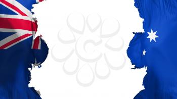 Blasted Australia flag, against white background, 3d rendering