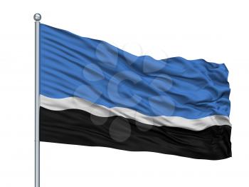 Mustvee City Flag On Flagpole, Country Estonia, Jogeva County, Isolated On White Background