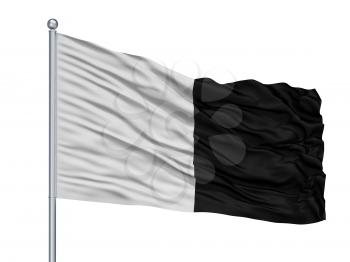 Metz City Flag On Flagpole, Country France, Isolated On White Background