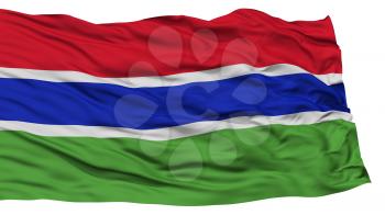 Isolated Gambia Flag, Waving on White Background, High Resolution