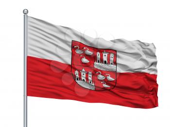 Zwickau City Flag On Flagpole, Country Germany, Isolated On White Background