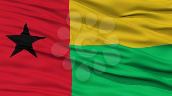 Closeup Guinea Bissau Flag, Waving in the Wind, 3D Rendering