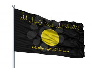 Jtj Design Flag On Flagpole, Isolated On White Background, 3D Rendering
