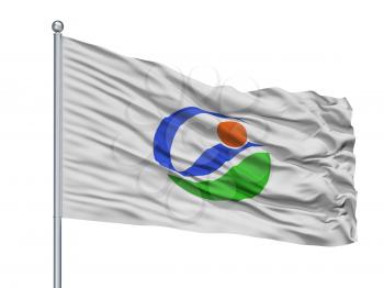 Imabari City Flag On Flagpole, Country Japan, Ehime Prefecture, Isolated On White Background