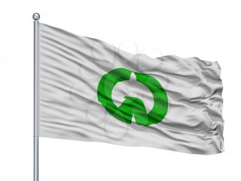 Iruma City Flag On Flagpole, Country Japan, Saitama Prefecture, Isolated On White Background