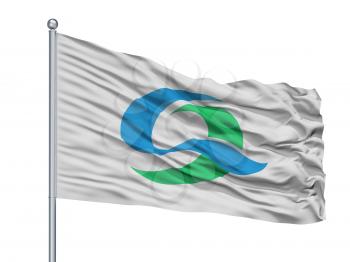 Kesennuma City Flag On Flagpole, Country Japan, Miyagi Prefecture, Isolated On White Background