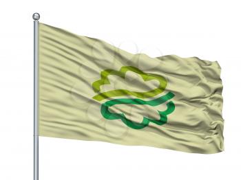 Kikugawa City Flag On Flagpole, Country Japan, Shizuoka Prefecture, Isolated On White Background