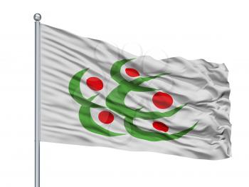 Kitakata City Flag On Flagpole, Country Japan, Fukushima Prefecture, Isolated On White Background