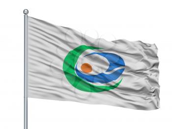 Kunisaki City Flag On Flagpole, Country Japan, Oita Prefecture, Isolated On White Background