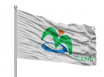 Miyoshi City Flag On Flagpole, Country Japan, Tokushima Prefecture, Isolated On White Background