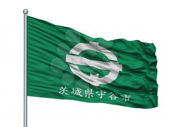 Moriya City Flag On Flagpole, Country Japan, Ibaraki Prefecture, Isolated On White Background