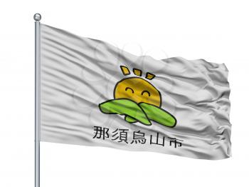 Nasukarasuyama City Flag On Flagpole, Country Japan, Tochigi Prefecture, Isolated On White Background