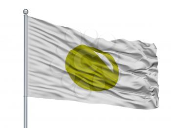 Noboribetsu City Flag On Flagpole, Country Japan, Hokkaido Prefecture, Isolated On White Background