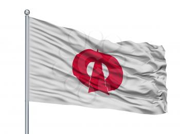 Oda City Flag On Flagpole, Country Japan, Shimane Prefecture, Isolated On White Background
