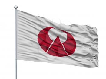 Ogori City Flag On Flagpole, Country Japan, Fukuoka Prefecture, Isolated On White Background