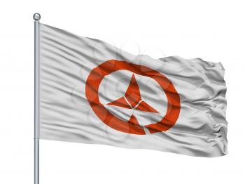 Ono City Flag On Flagpole, Country Japan, Hyogo Prefecture, Isolated On White Background