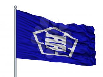 Tajimi City Flag On Flagpole, Country Japan, Gifu Prefecture, Isolated On White Background